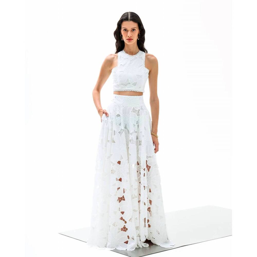 NEW LACE THE LABEL callisto maxi skirt in white